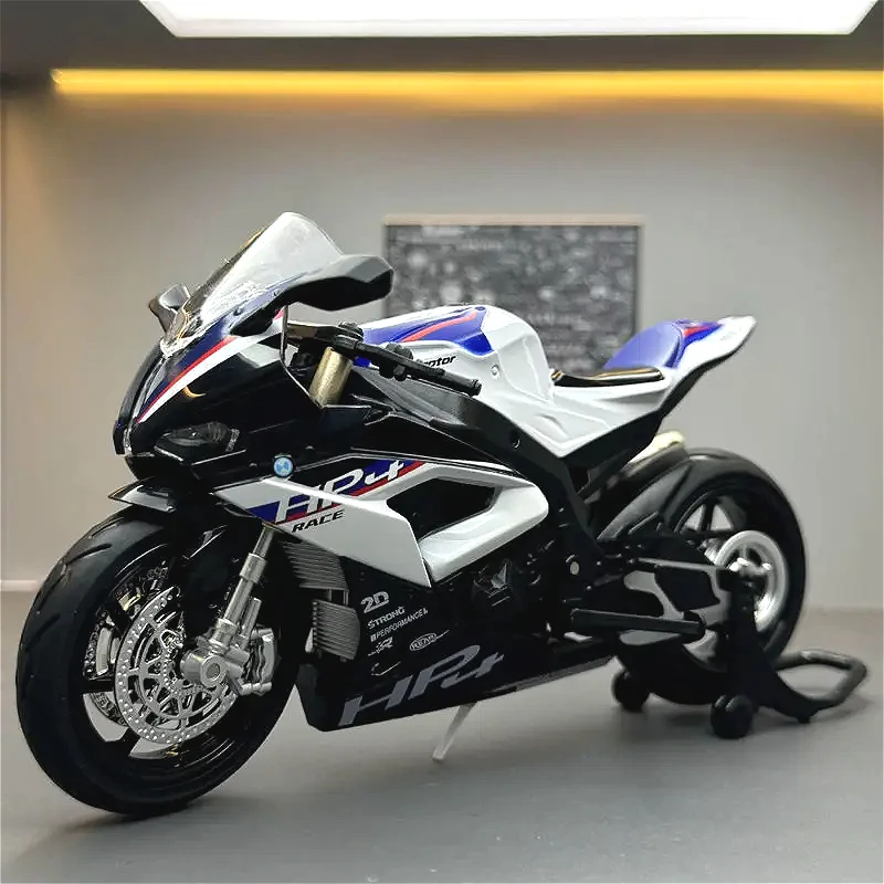 

1:12 S1000RR HP4 Race Alloy Топ роскошная модель спортивного мотоцикла Литая под давлением металлическая модель шоссейного гоночного мотоцикла Звук Свет Подарки для детей