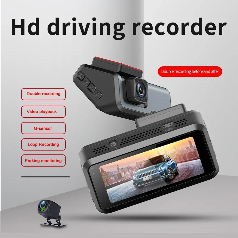 Dual Camera Dash Cam FHD 1080P Car Video Drive Recorder Supports Motion Detection G-Sensor Cycle Recording Vehicle Camcorder