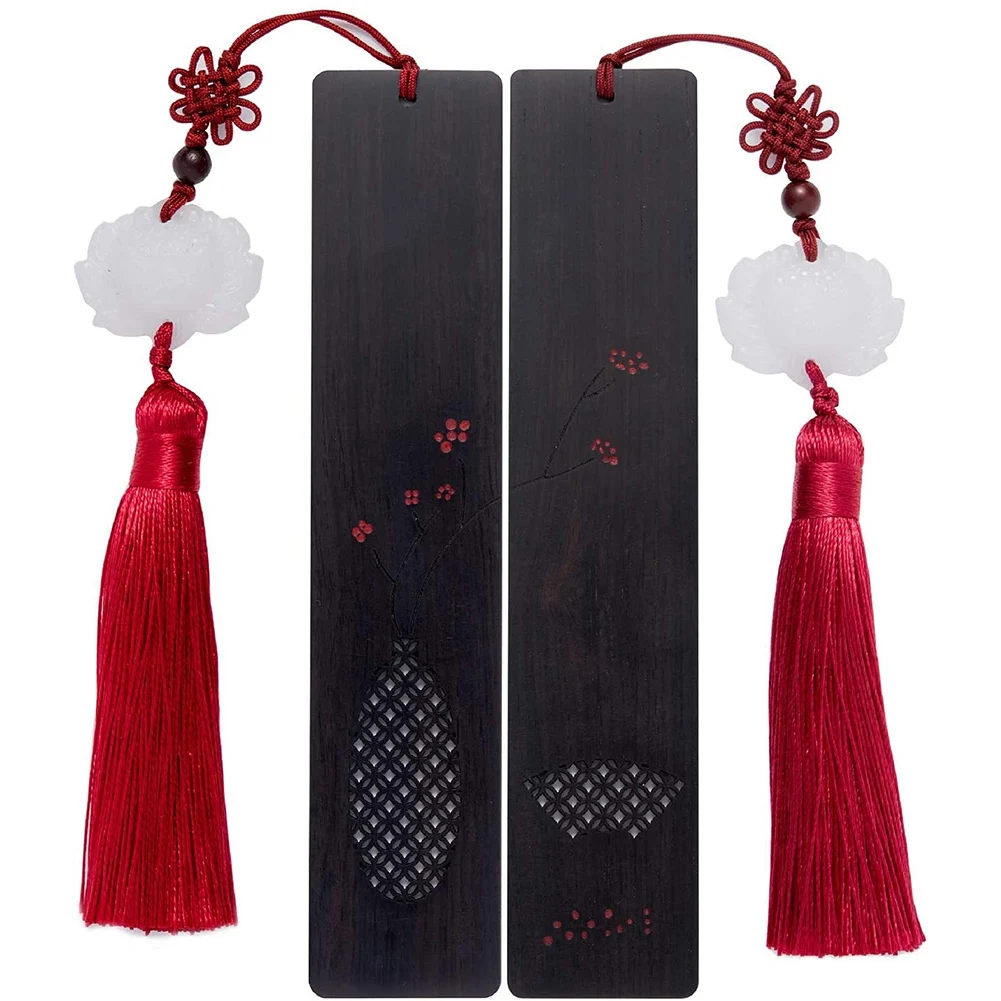 Bookmarks with Tassels Are Made Wood and Decorated with Red Bean Patterns These Couple Bookmarks Are the Best Gifts A