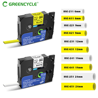 GREENCYCLE 6/9/12mm Heat Shrink Tube Tape Compatible For Brother HSE-211 221 231 621 For P-Touch Printer Labeling Machine