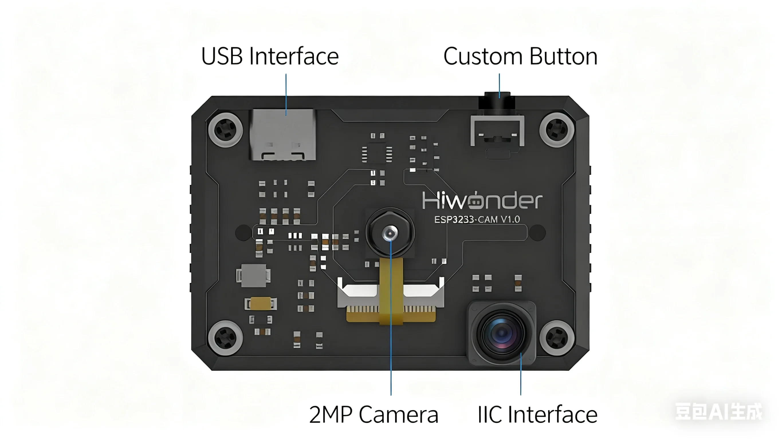 ESP32-S3 AI Camera Module 200W Pixel, Wi-Fi Video Stream, Face/Color/Line Recognition, UART/I2C, Linux Support for AI Vision Pro