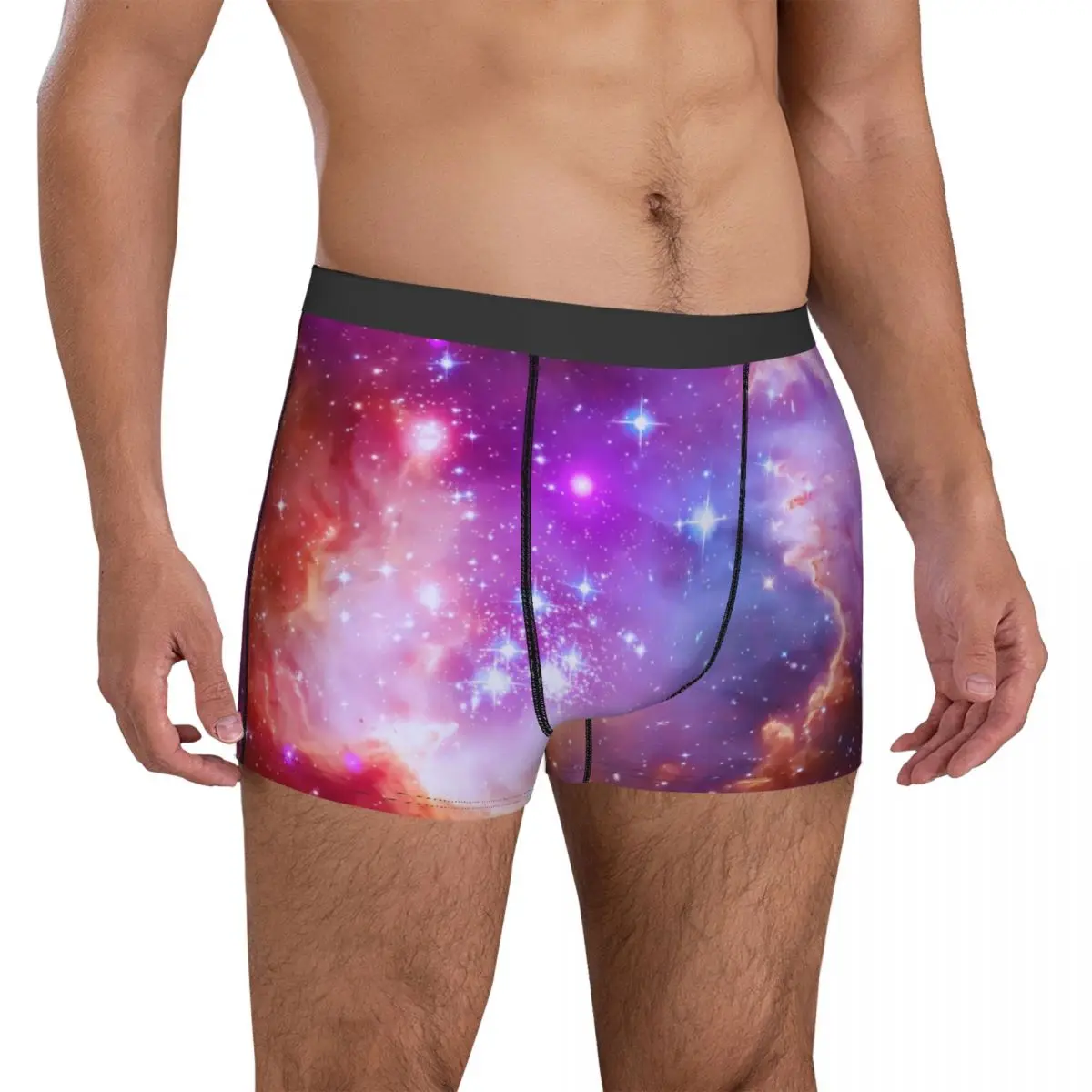 Galaxy Outer Space Underwear Flaming Star Nebula Print Trunk Hot Men Underpants Cute Boxer Brief Birthday Present