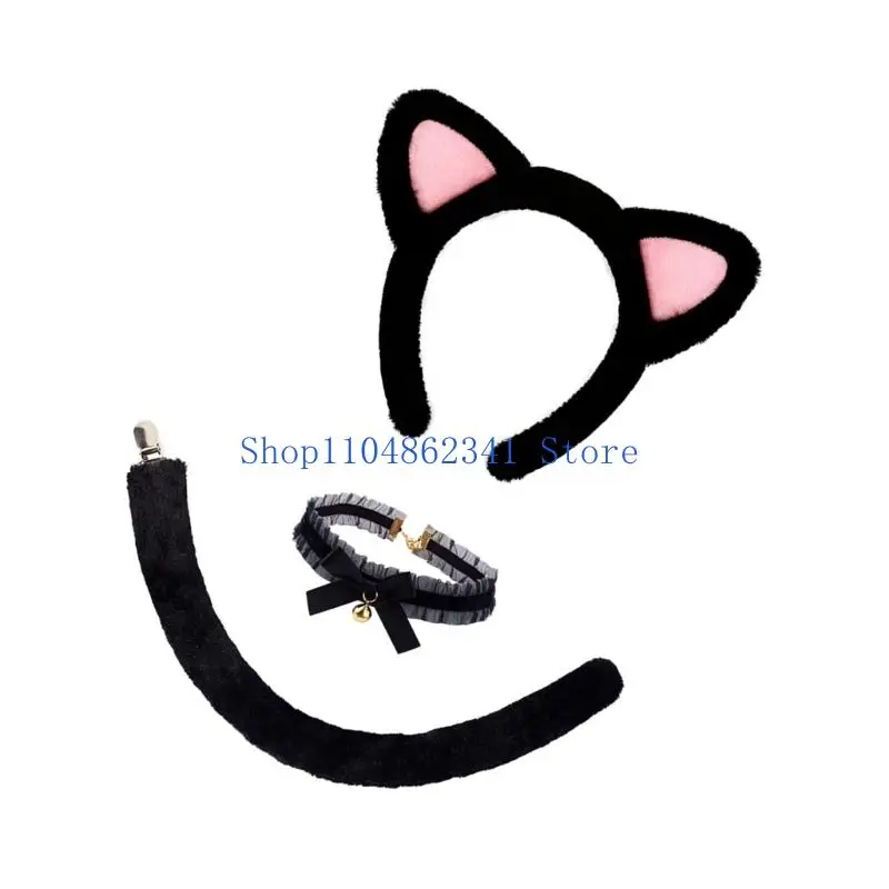 5asd crianças traje animal orelhas gatos bandana gargantilha tutu saia cauda conjunto gatos trajes acessórios para decorações