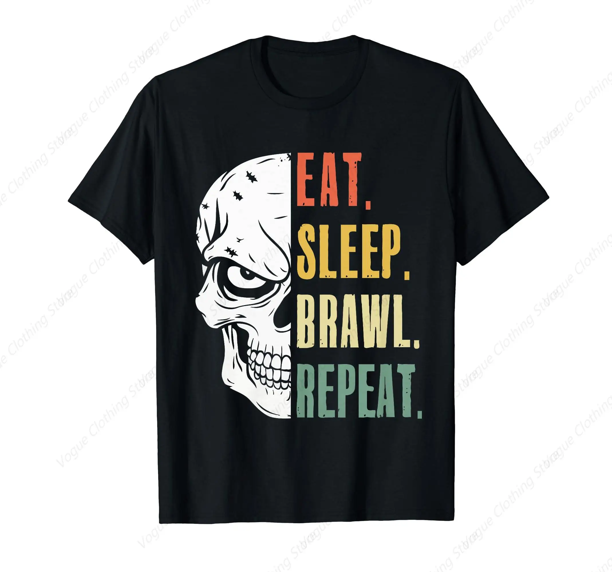 Eat Sleep Brawl Repeat Funny Video Gamer Gaming T-Shirt Prevailing Tops Cotton Short Sleeves Daily Leisure Soft Tee