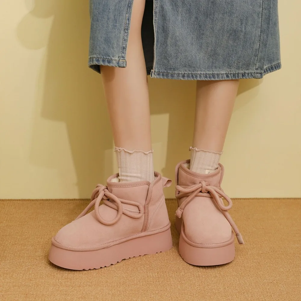 جديد جولة اصبع القدم سميكة القوس فراشة مع أفخم عارضة تنوعا الإنترنت أحذية الثلوج النسائية الشهيرة من نفس النمط #3