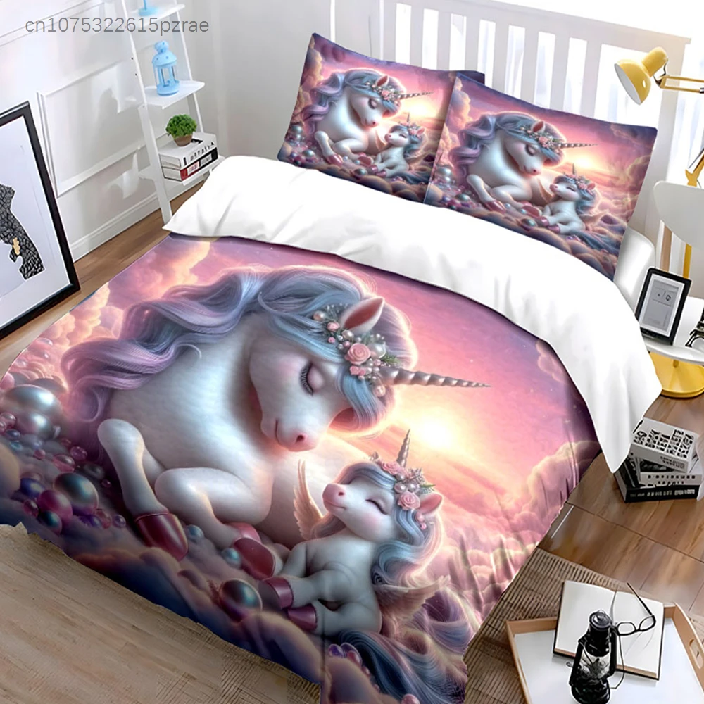 Unicorn Decor Set For Nursery Multiple Sizes kid's And adults' Bedroom Exquisite 3PC Bedding set, Gift