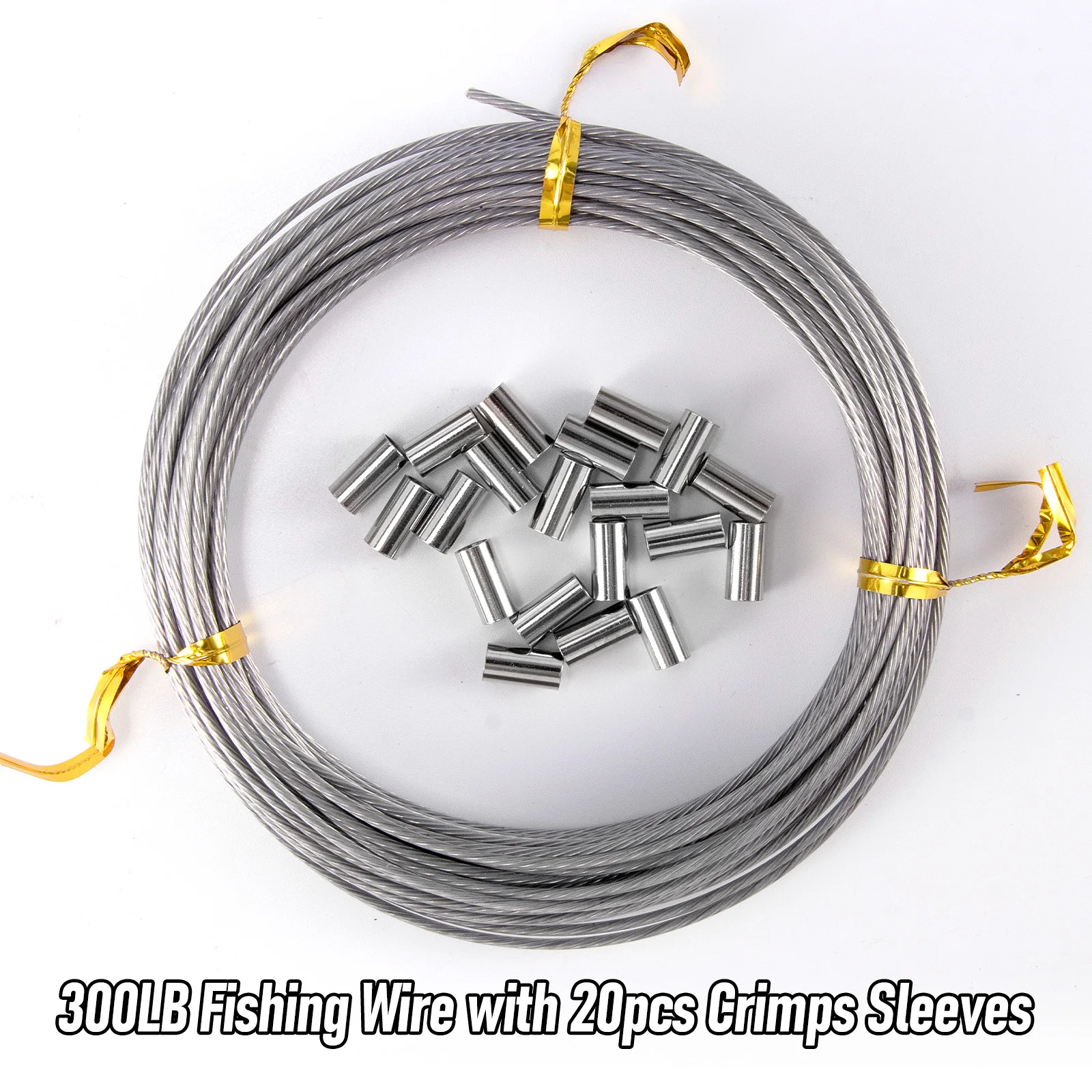 Angeldrahtvorfach mit 20 Crimps-Hülsen, Edelstahl-Vorfachschnur für Hecht, Billfish, Bluefish, Muskie, Wahoo Freshwater – Detail 18