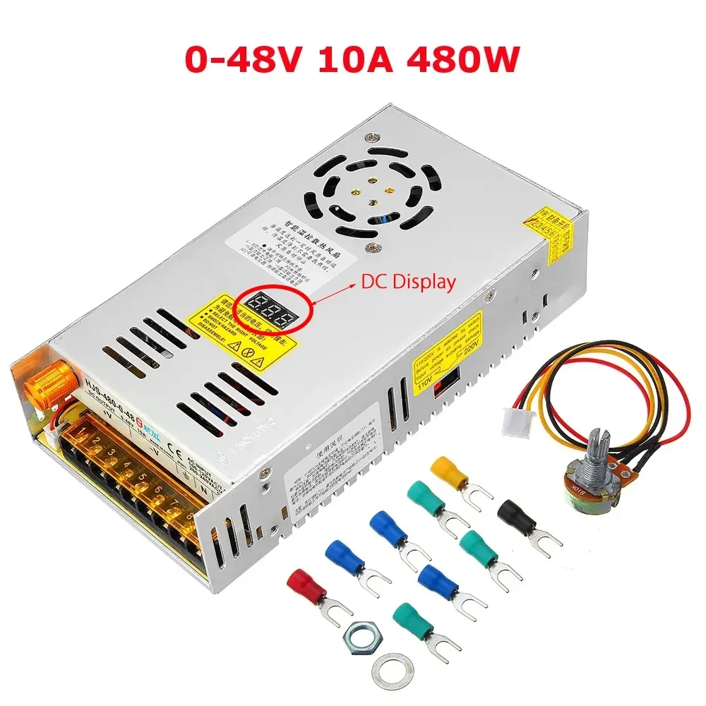 Custom AC 110/220V to DC 0-48V 10A 480W Switching Power Supply Transformer Adjustable Switch Power with Digital PCBA