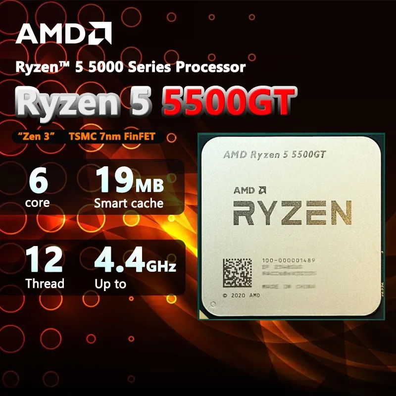 5500GT Ryzen 5 AMD R5 5500GT 3.9GHz Six-Core Twelve-Thread 65W CPU