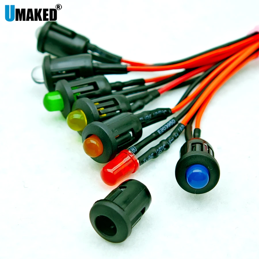 20/100pc F5 5mm 20cm Pre Wired LED Round Light Lamp Bulb Chip Beads Cable DC12V White Warm Red Green Blue Yellow Emitting Diodes