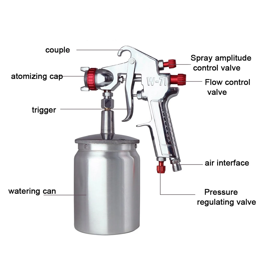 Pneumatic Spray Gun 1.0/1.3/1.5/1.8mm Caliber Nozzle Car / Furniture Spraying Tool for Car DIY Craft Projects / Paint Sprayer