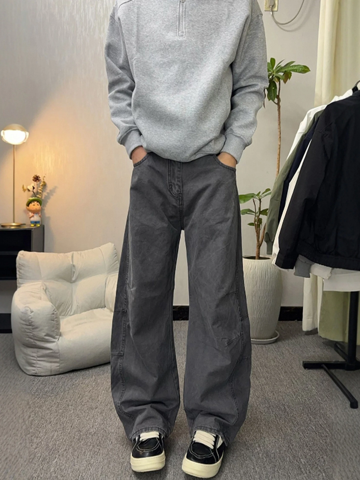 

Мужские рабочие брюки Deep ey American Sle Knife: осенние, в стиле ретро, широкие, слегка расклешенные, из денима, повседневные, прямого кроя