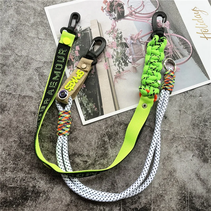 Lanyard Contrasting Colors Lanyards Fluorescent Mesh Landyard Personality Bag Strap Trousers Decoration Accessories Lanyards