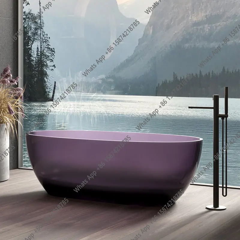 Independent resin transparent household bathtub Color integrated hotel B & B double bathtub customization