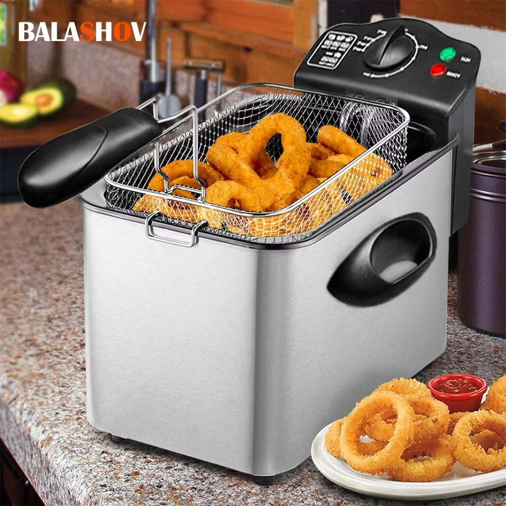 

2000W4L Electric Deep Fryers Oil Oven Adjustable Thermostat Fried Chicken Grill French Fries Frying Machine Heating Cooker Fryer