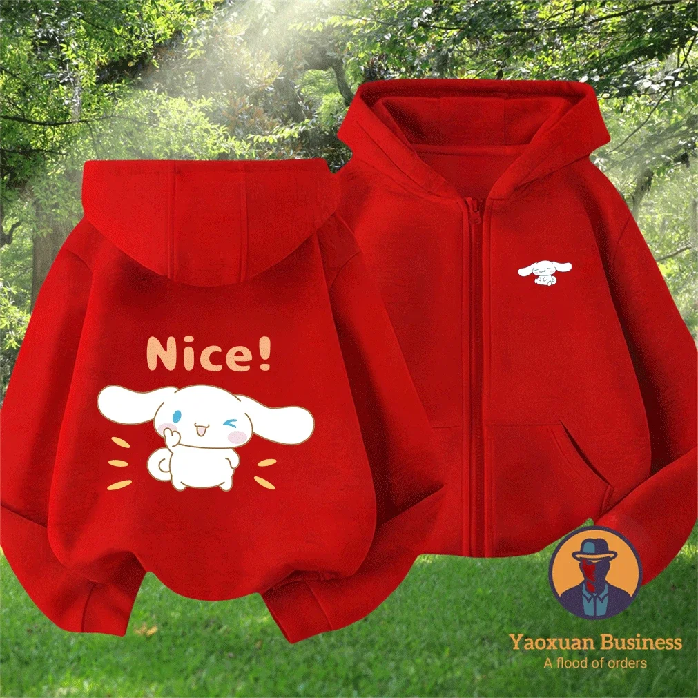 

Autumn Winter Cute Sport Boys Girls Pure Cotton Cinnamoroll Cartoon Print Zip Up Hoodie Fashion Hot Sale Kidswear