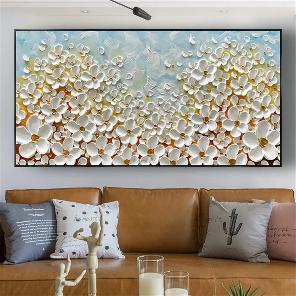 

Real Handmade Wall Picture For Living Room Oil Paintings On Canvas Hand Painted 3d Flowers Of Different Colors Office Decor Home