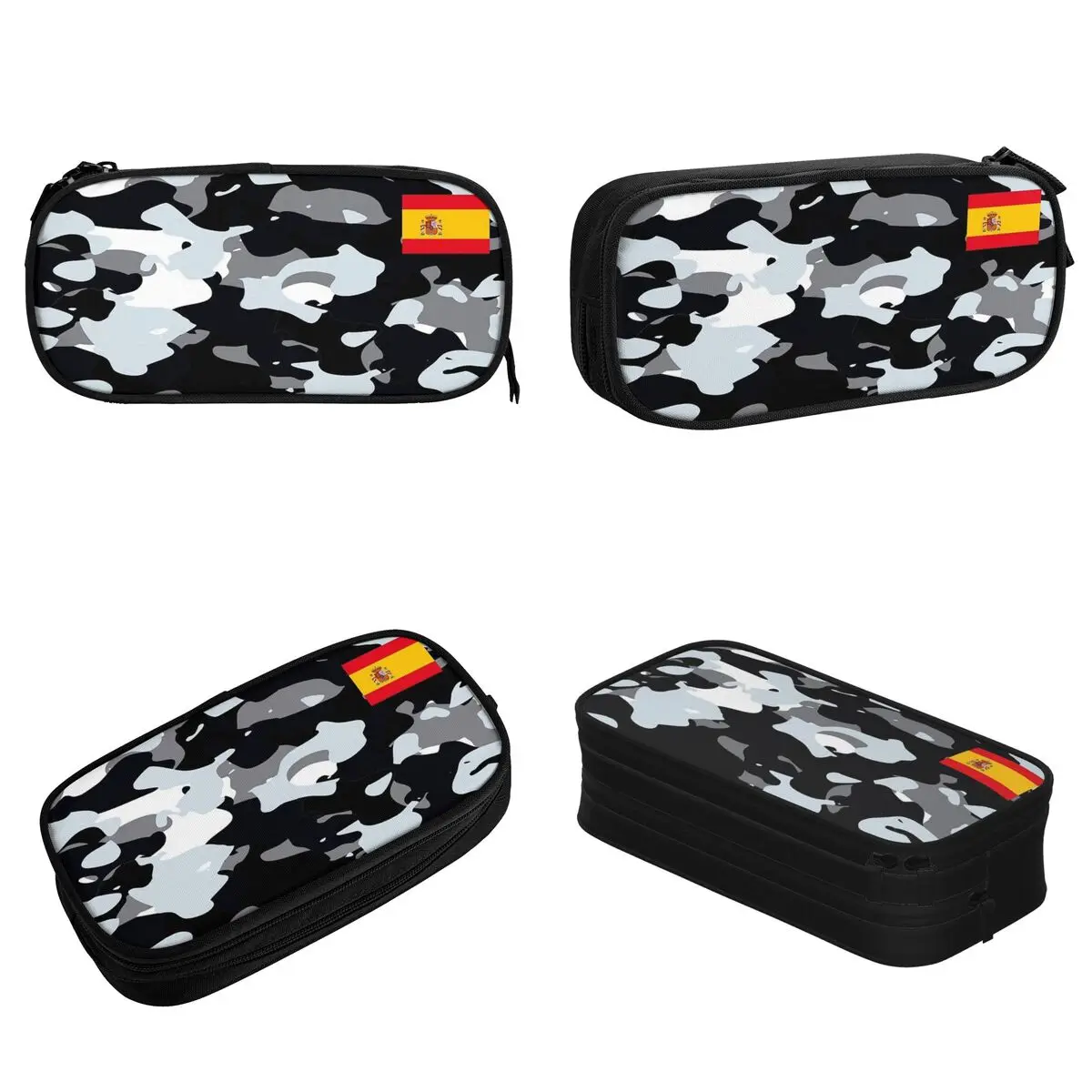 Urban Camouflage Military Style Pencil Case Spanish Spain Flag Pencil Box Pen for Girl Boy Large Storage Bag School Stationery