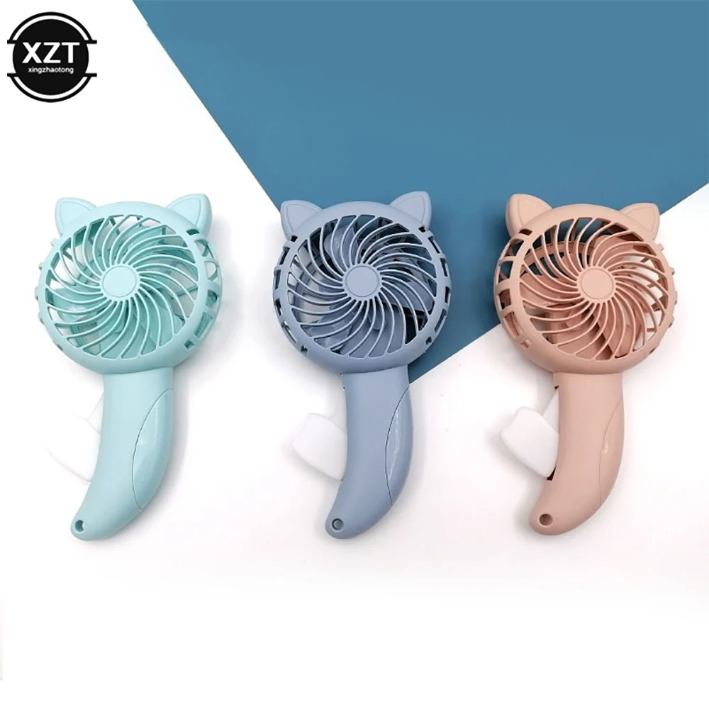 Mini Portable Hand Pressure Fan Without Battery Household Cartoon Cooling Air Conditioner for Children Kids Manual Fan 3 Colors