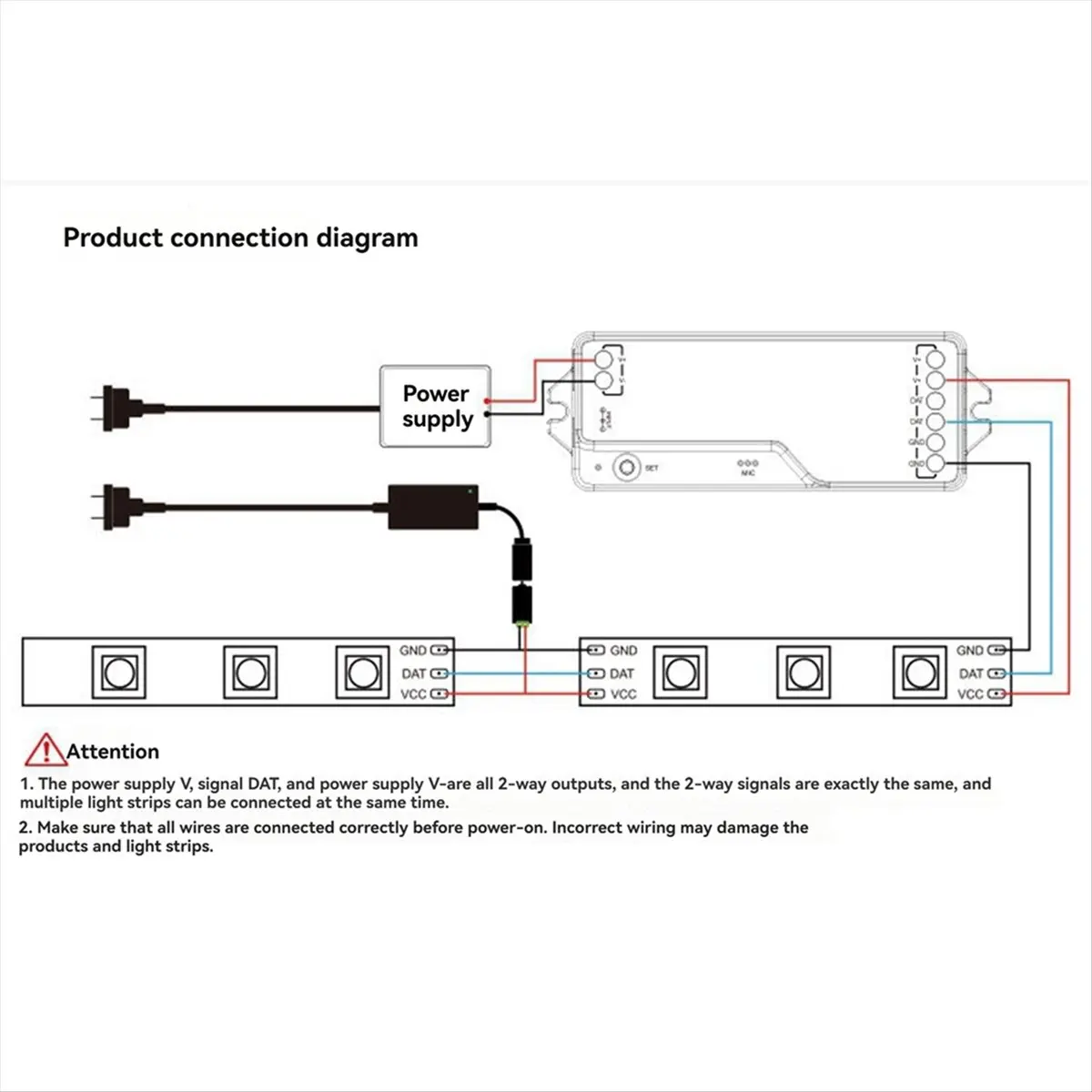 Strip Controller - Smart Life Compatible with ,Addressable 4-in-1 RGB+3000K Light Strip for Voice Control