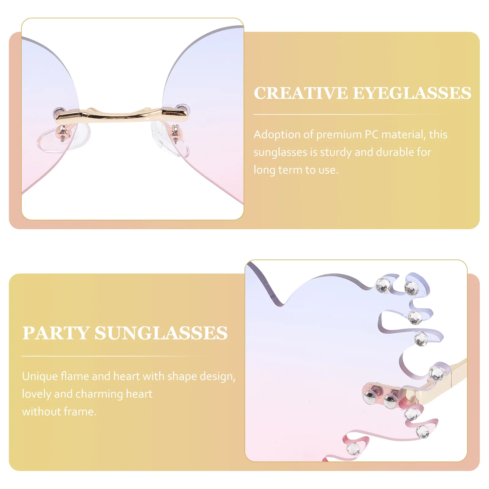 

Love Flame Sunglasses Neon Colors Party Eyeglasses Props PC Material Unique Flame Pattern Creative Accessories