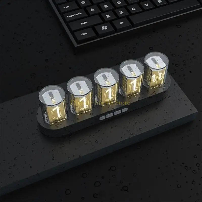 E06D Digital Tube Clock with Colorful LED Glows for Gaming Desktop Decoration