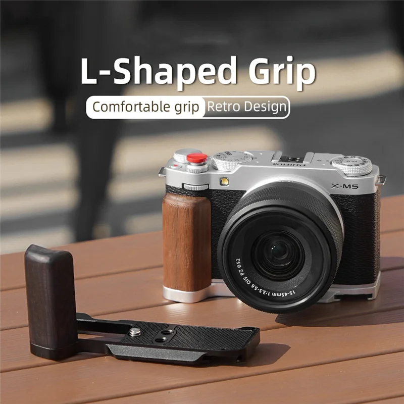 SR-untuk Fuji XM5 Kamera Pelat L Rilis Cepat Gagang Kayu Pegangan Kayu Aksesori Kamera Dudukan Tripod Arca Swiss