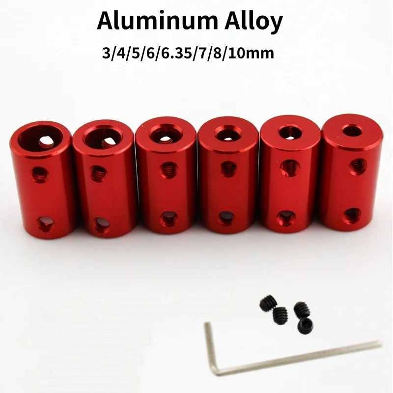 5pcs D14/d16 L25 3/4/5/6/6.35/7/8/10mm Aluminum Red Coupling Shaft Coupler Motor Connector For Rc Boat Car Airplane