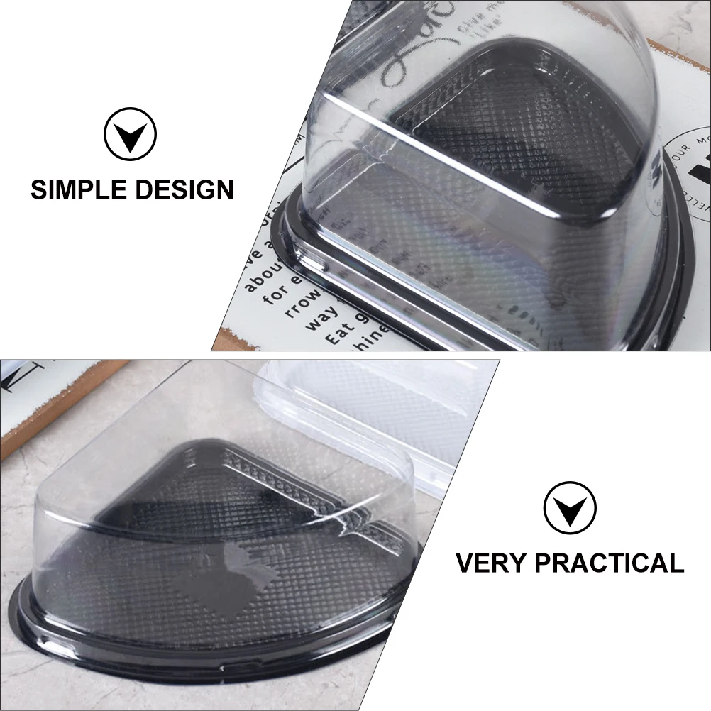

50 Pcs Box Food Grade PET Premium Dessert Fan-Shape Cake Box Container Black Packaging Fan Shape Party Banquet Cake Shop