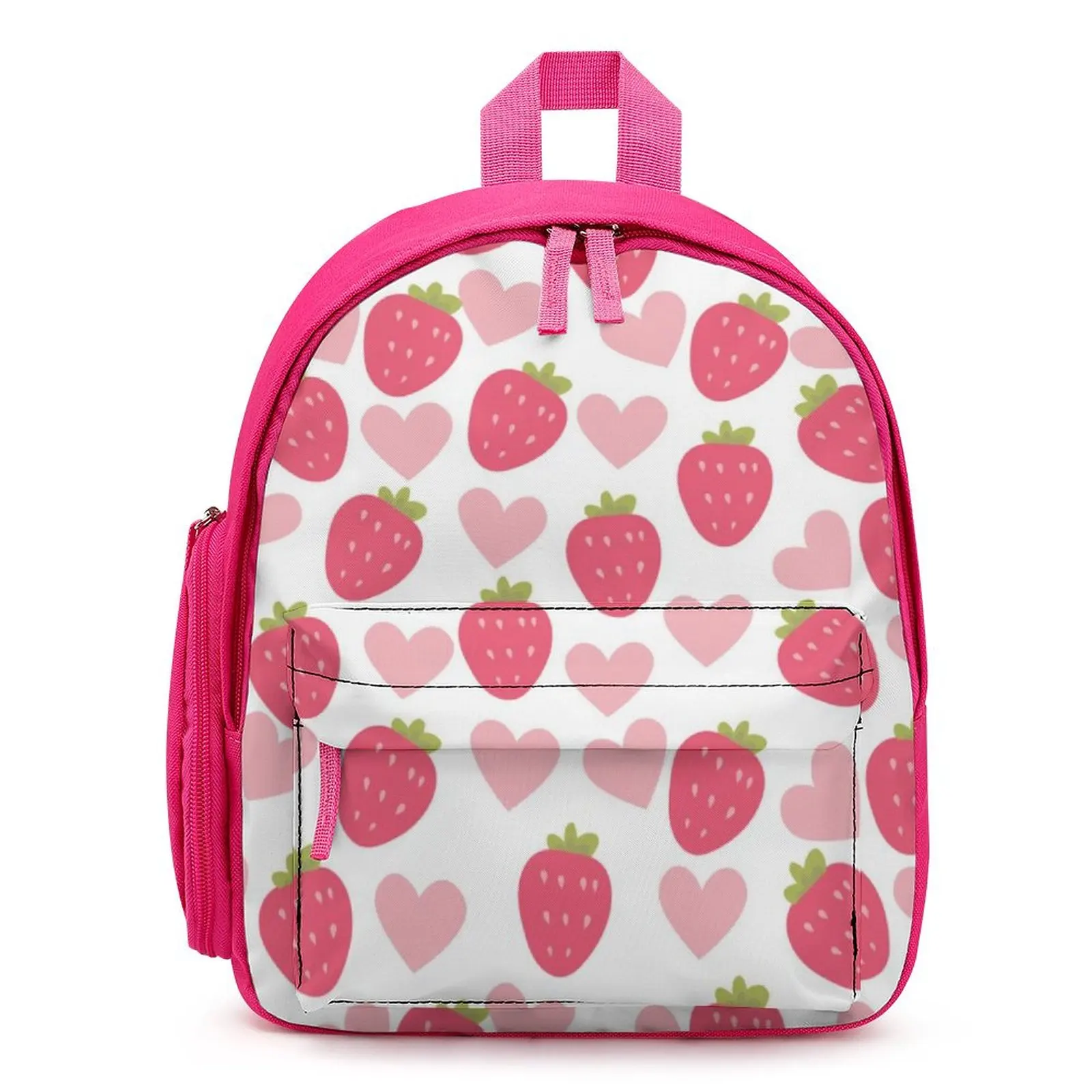 Mochila morango bonito para meninas, padrão dos desenhos animados, personalizado, pequena princesa Fairy Backpack, criança pequena