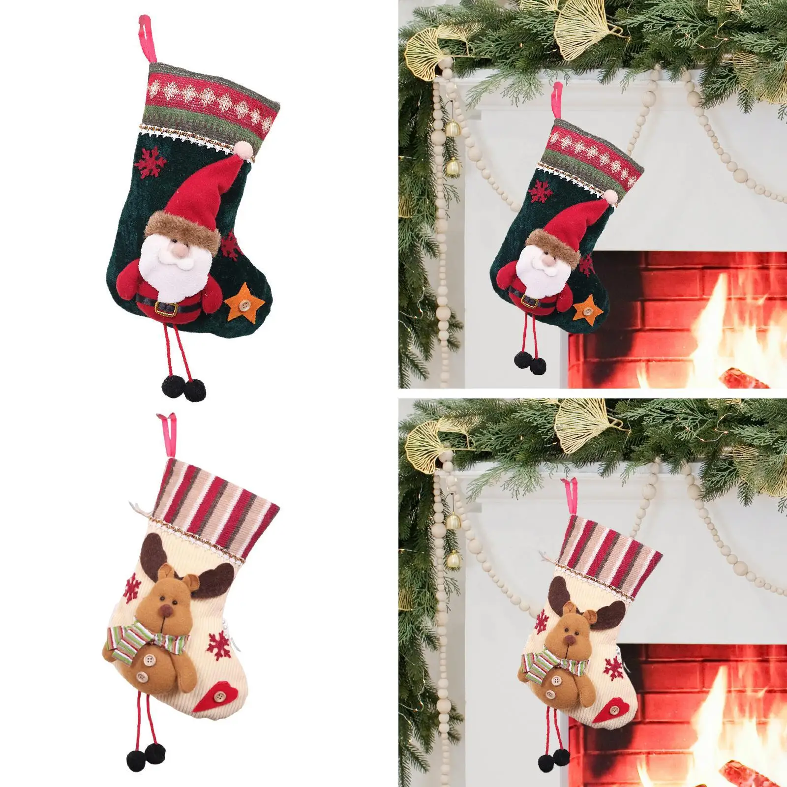 Christmas Stocking Pendant Rustic Treat Bag Christmas Decoration Hanging