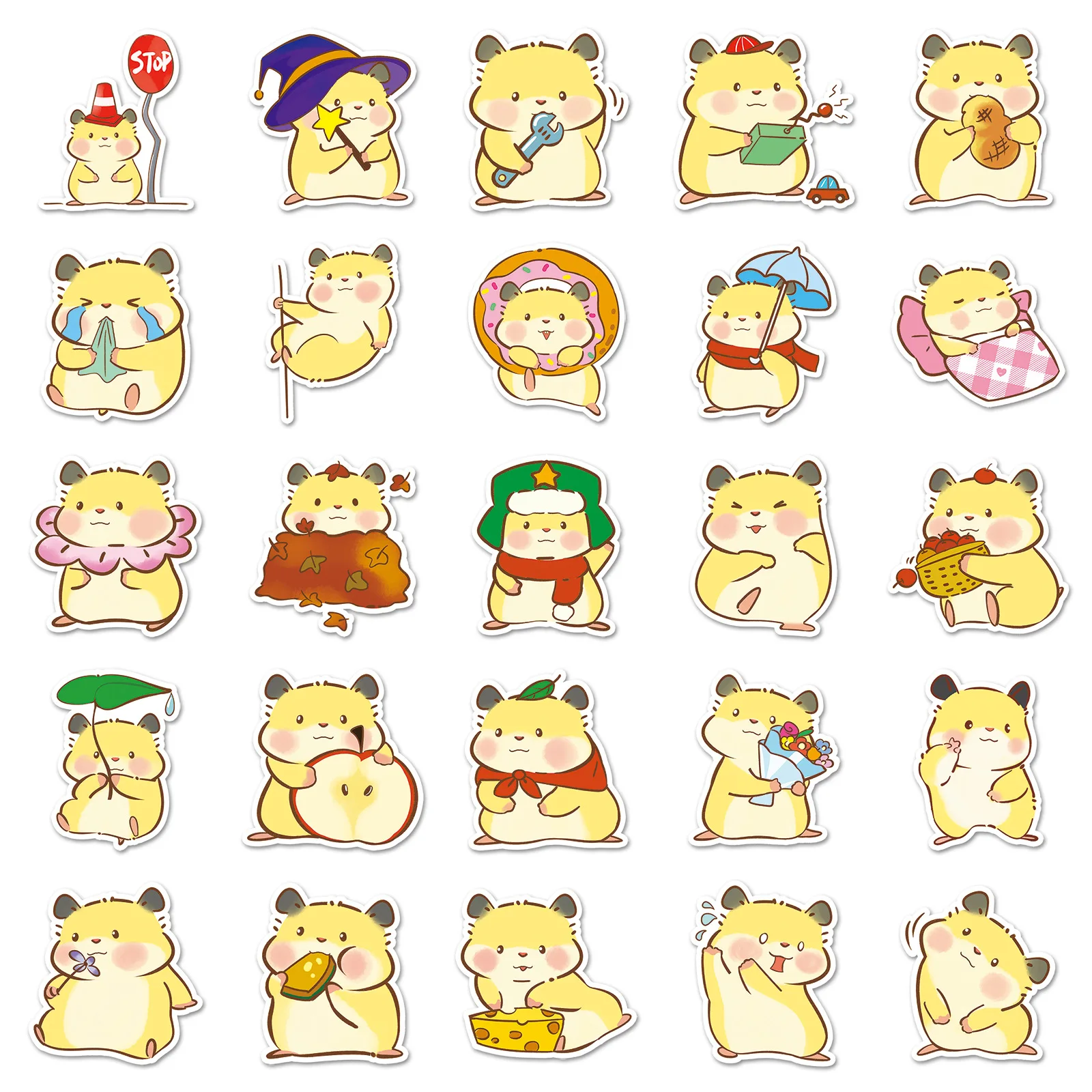50 pçs bonito dourado hamster animal de estimação graffiti adesivos kawaii animal dos desenhos animados decalque notebook telefone guitarra skate adesivo à prova dwaterproof água