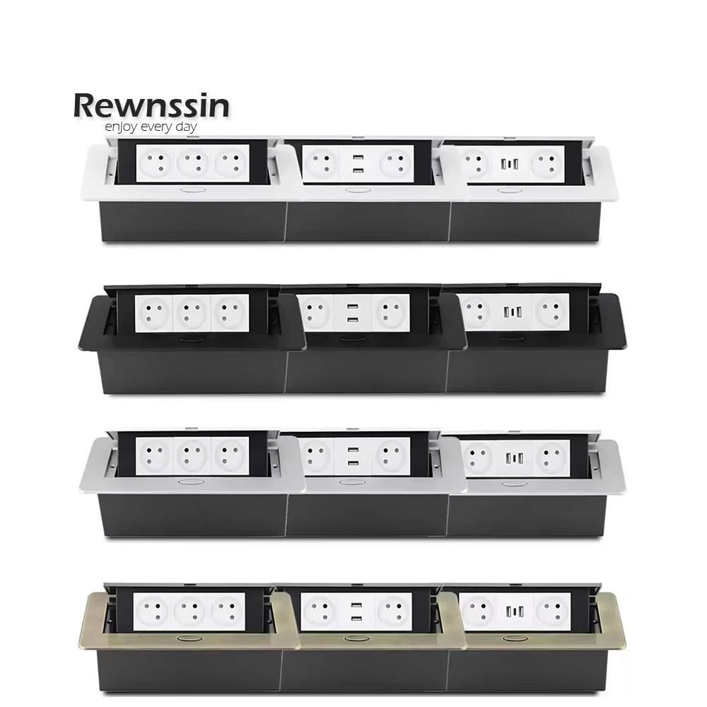 

Настольная розетка с двумя портами USB Type-C, скрытая, многофункциональная, выдвижная, подходит для дома, переговорных комнат, офисов