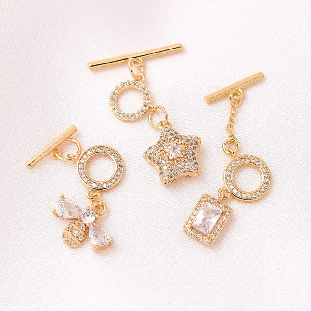 

18-каратное золото, инкрустированный цирконом, пятиконечная звезда, кулон в виде пчелы, застежка OT, жемчужный браслет своими руками, ожерелье, застежка