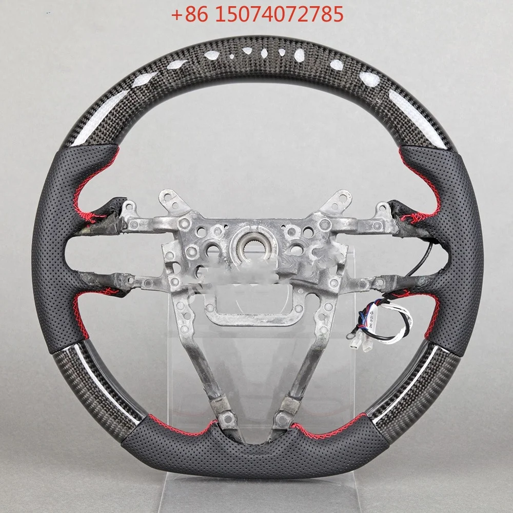 Carbon Fiber LED Car Steering Wheel Fit for Honda Honda Eight Generation Civic 2006-2010 Perforated Leather
