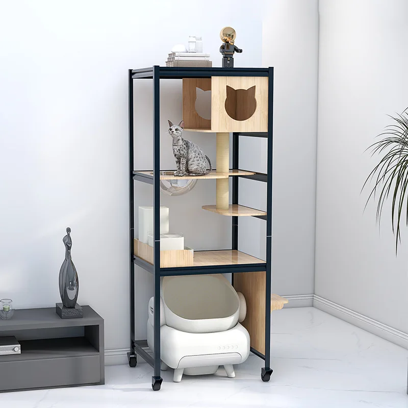 

Cat climbing cabinet series large litter box shelf cat toilet litter integrated solid wood frame multi-layer cat