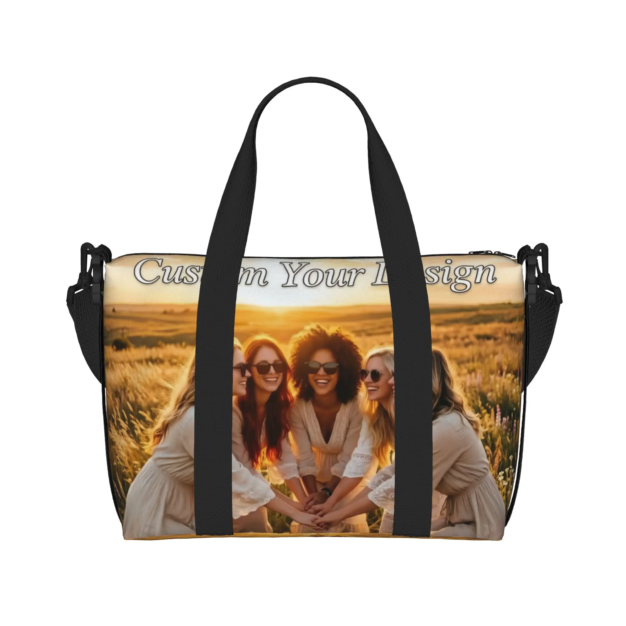 Custom Your Design Logo Tote Bag Women Large Capacity Customized Text Beach Gym Shoulder Travel Bag