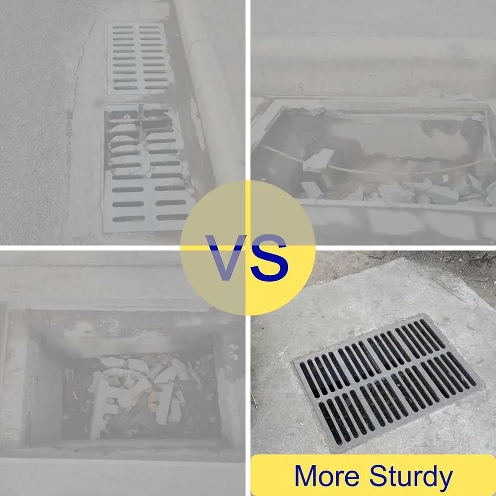 10x10 Heavy-Duty Outdoor Driveway Channel Cover, Square Metal Trench Drain Grate with Base for Garage Use