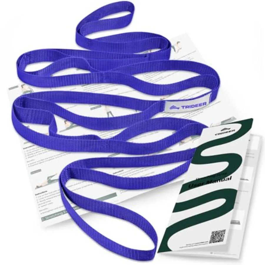 

Stretching Strap with Loops and Leg Lifter, Non-Elastic PT-Style Physical Therapy Strap for Knee Replacement Rehab, Hamstring,