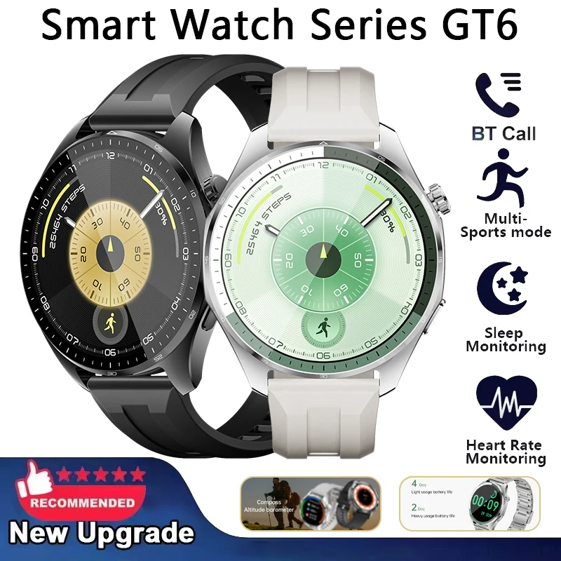 

2026New Smart Watch GT6 Pro 1.53-inch HD AMOLED GPS NFC Message Reminder Bluetooth call Heart Rate Smartwatch Reduction 100%