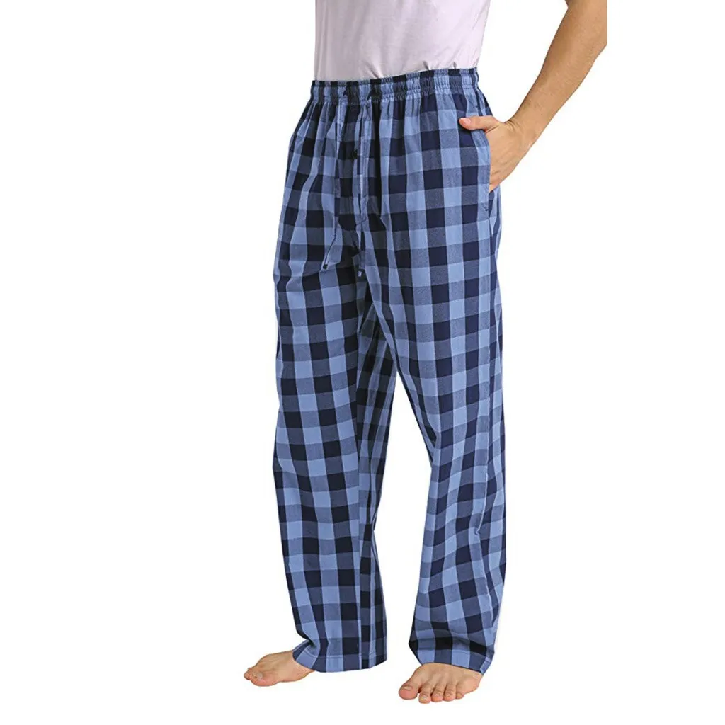 

Men's Home Wear Straght Casual Business Pants Cotton Super Soft Men Jogger Sweatpants Flannel Plaid Pajama Pencil Pants Red