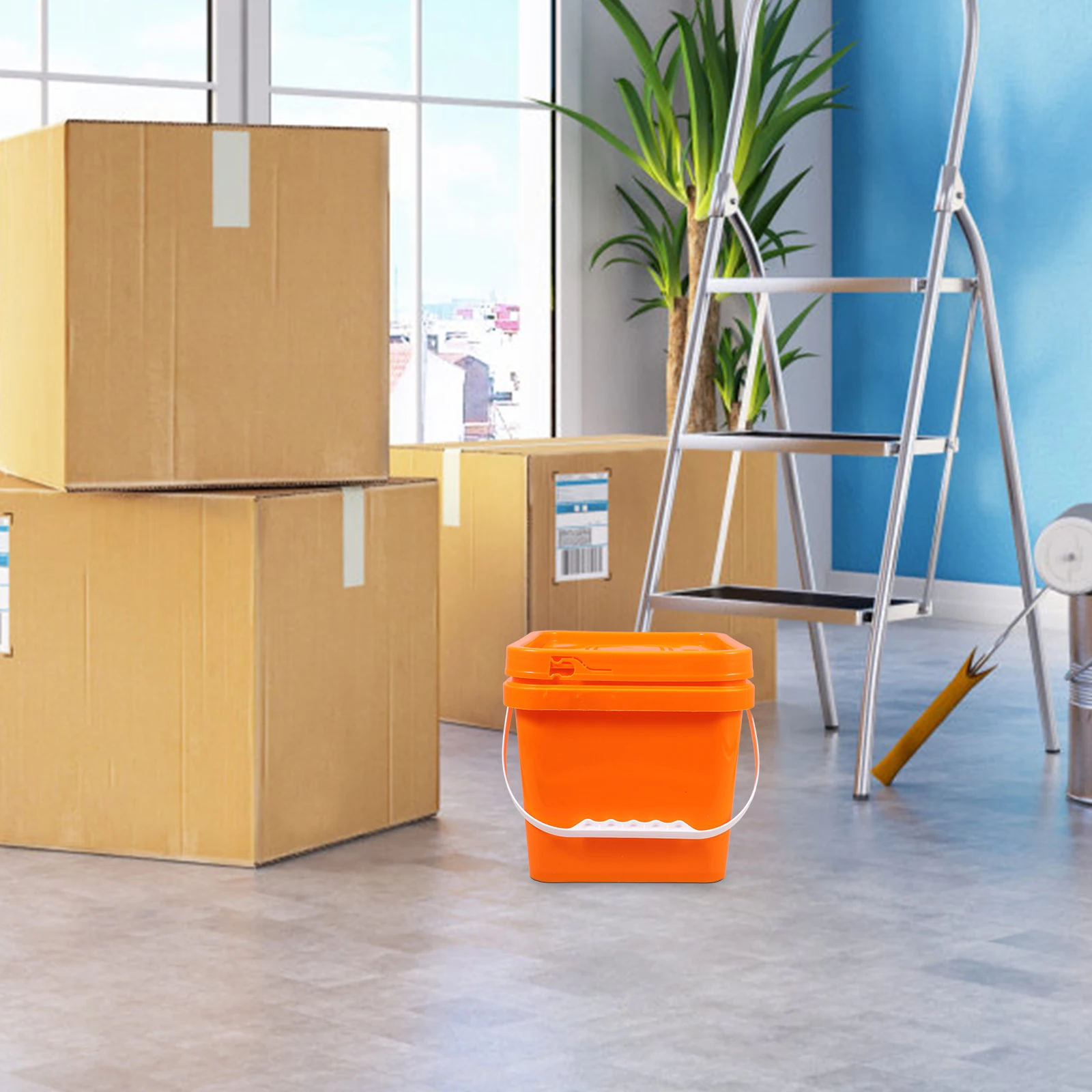 

5L Orange with Lid for Storage Portable Plastic Container Paint Bucket Coating Bucket Painting Container With Lid Powder