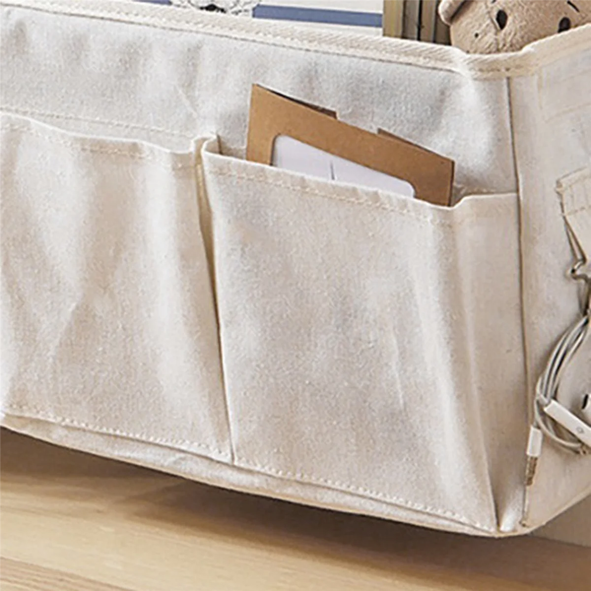 ABUI-2X Wisząca Kieszeń do Przechowywania przy Łóżku Organizer na Półkę na Zagłówek Łóżka, Łóżka Piętrowe, Akademie, Biały