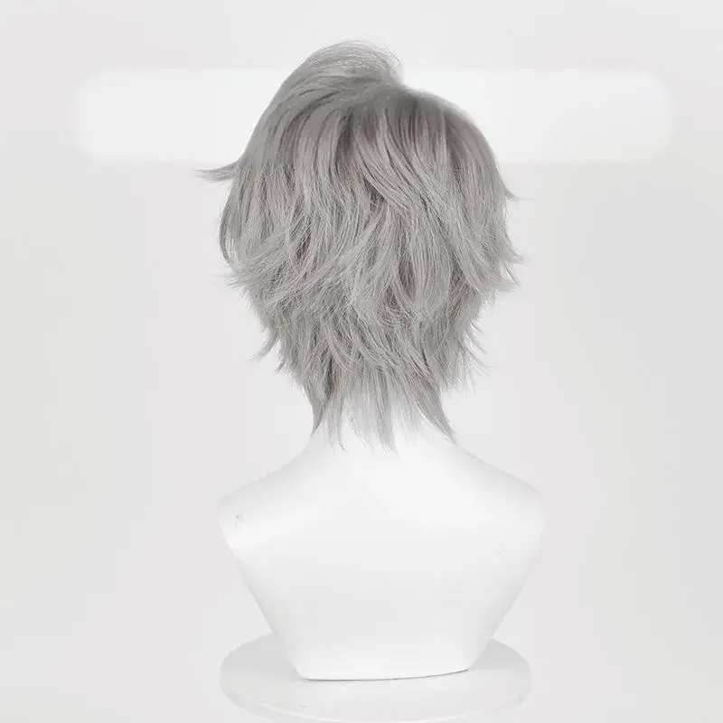 New 2025 Anime Alien Stage Till Cosplay Wig Men Silver Gray Short Hair Heat Resistant Synthetic Wigs Cap Carnival Halloween Prop