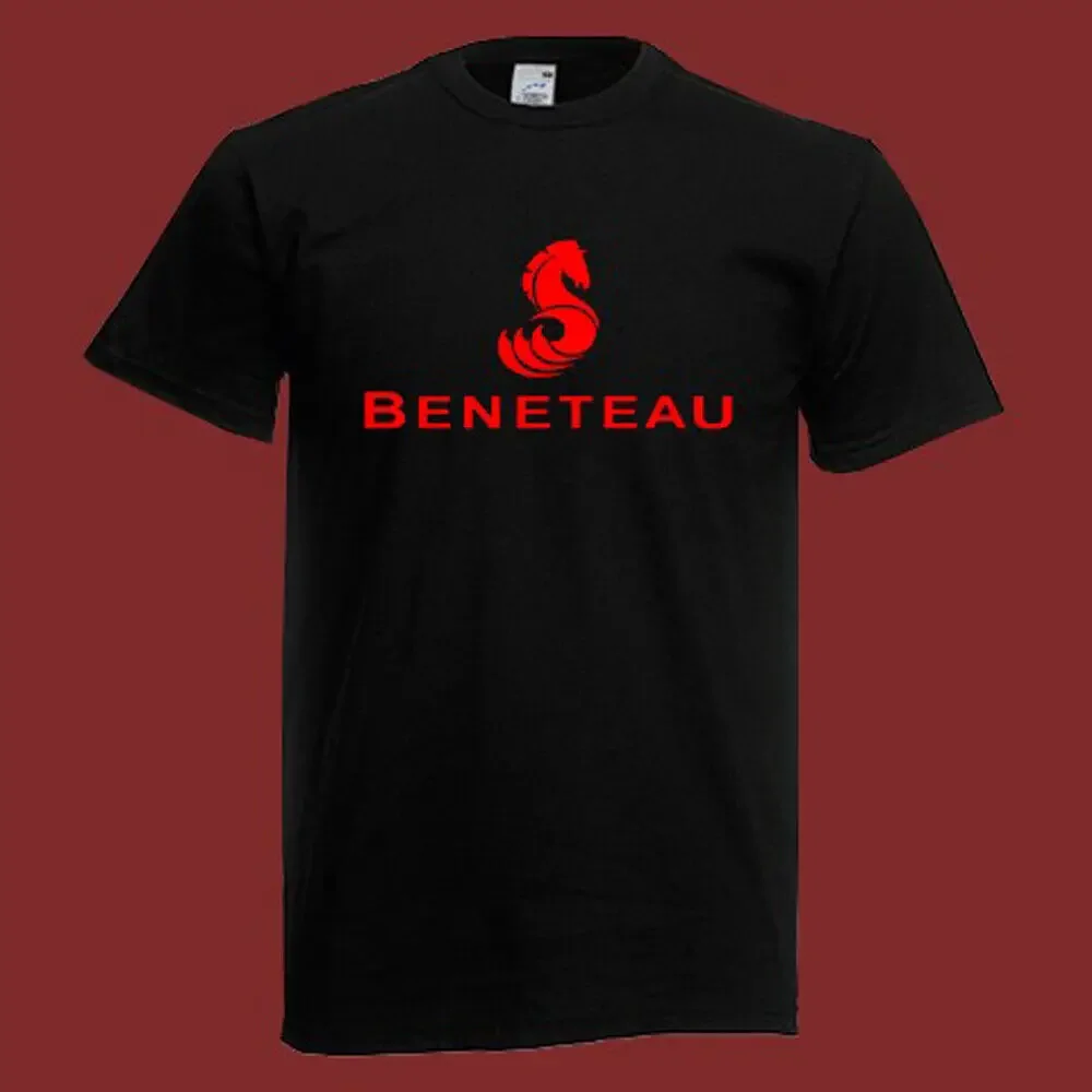 Benetau Yachts Sailboat Red Men's Black T Shirt Size S 5XL