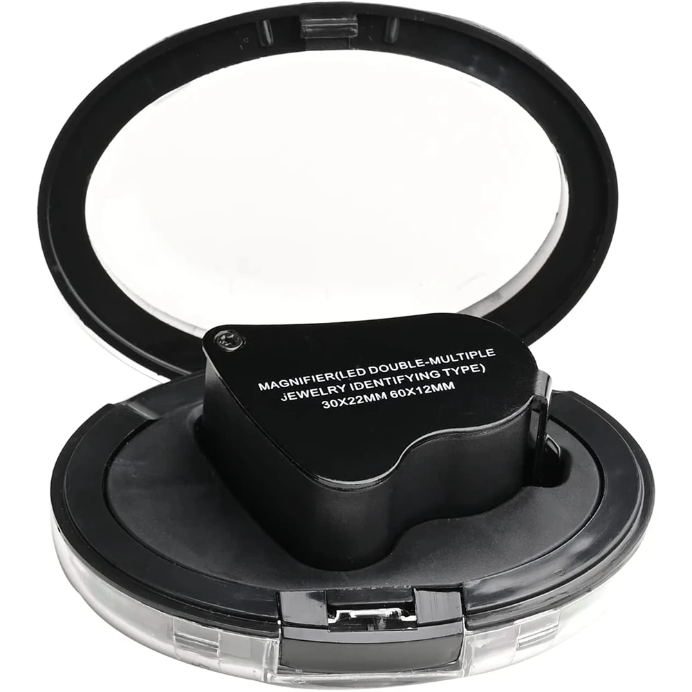 LED Loupe,30X 60X Illuminated Jewelers Loupe,Foldable Metal Jewelry Eye Loop Magnifier,For Coins Stamps Watches