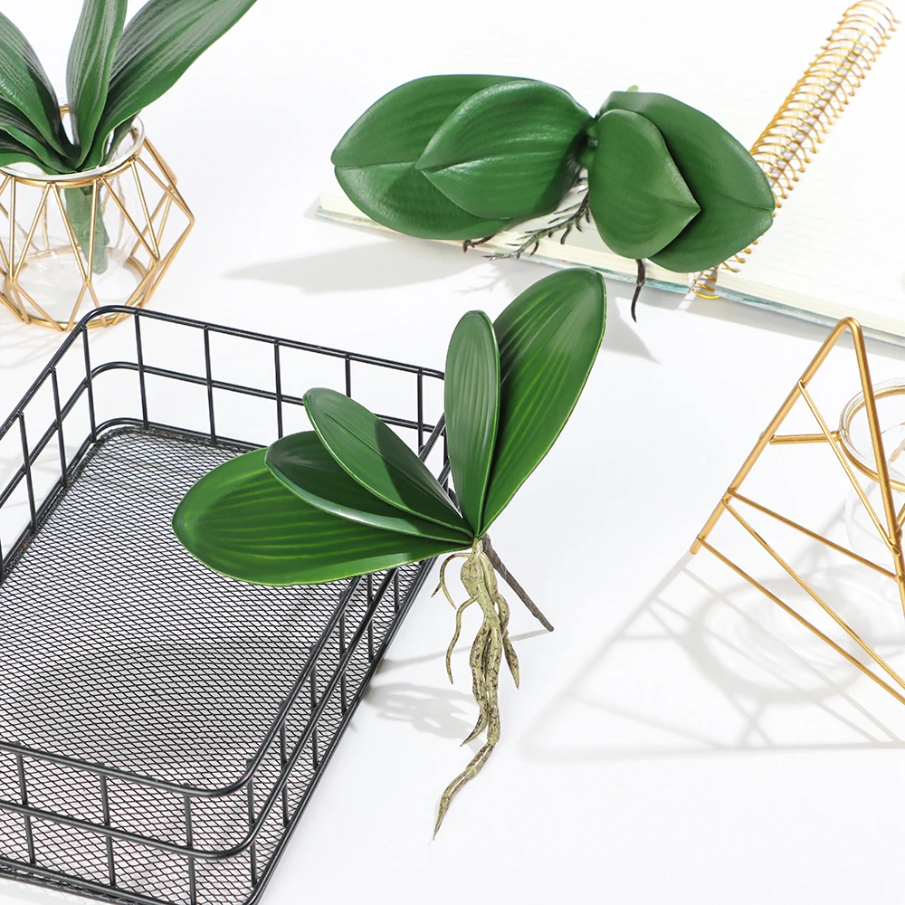 2023 حار محاكاة الأوركيد يترك العشب الاصطناعي البلاستيك فالاينوبسيس ورقة الزهور الزخرفية المنزل الزفاف الربيع ديكور يترك