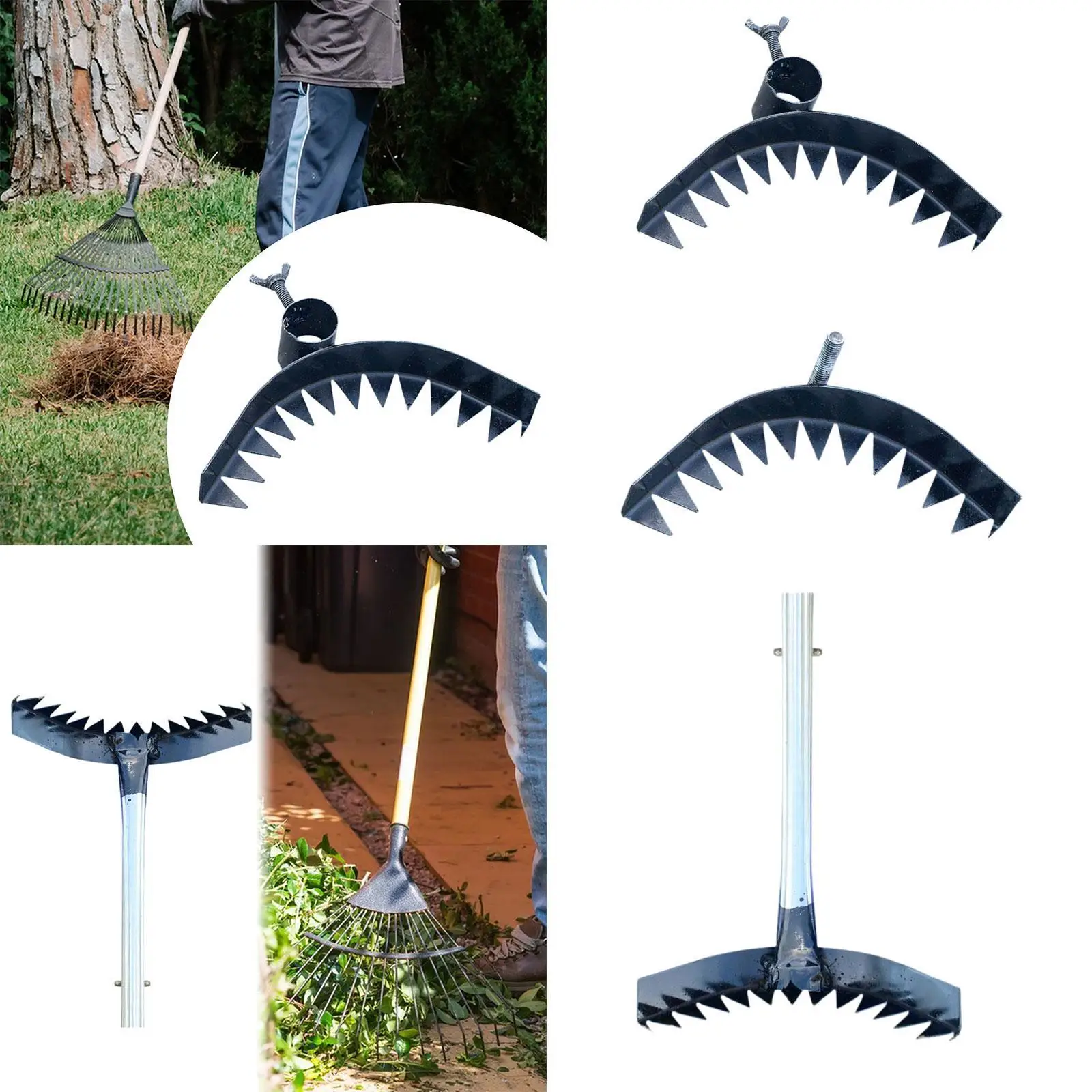 Strumento per la rimozione delle erbacce da giardinaggio in acciaio al manganese, rastrello da giardino con più denti per l'arrosatura del prato, multifunzionale e resistente