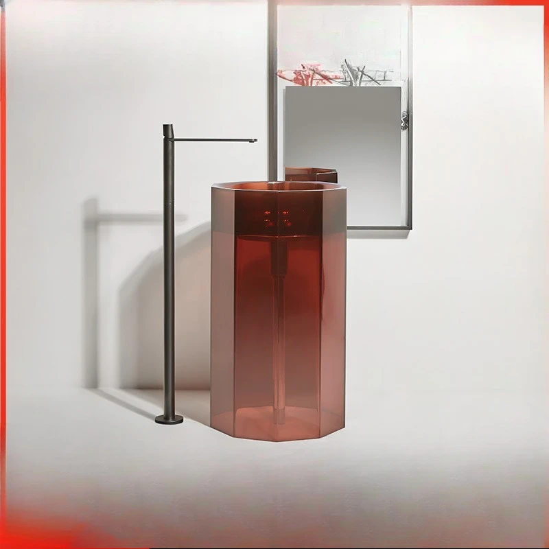 Transparent resin washbasin, floor-to-ceiling washbasin