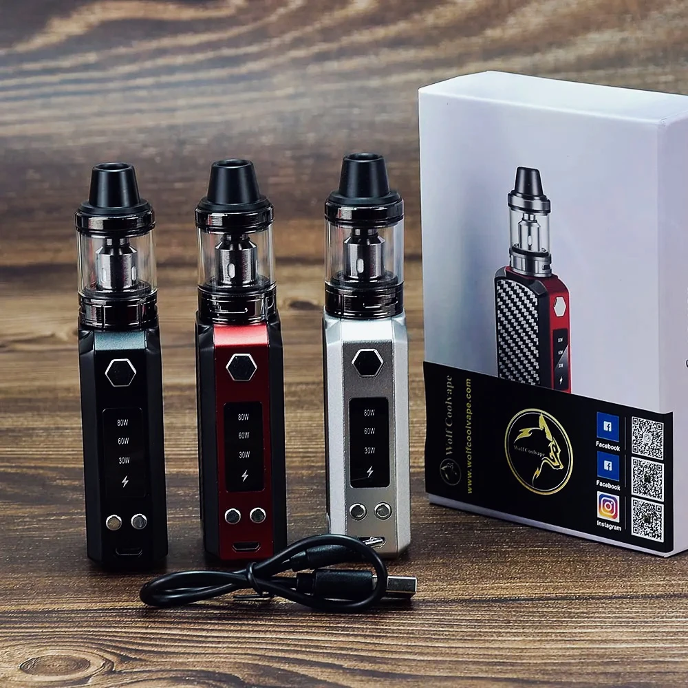 

wolfcoolvape 80W Vape Mod Box Kit with 2200mAh Battery LED Display Vaporizer E-Cigarette Starter Kit Vape Pen for Vapers